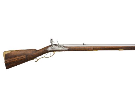 A 35-BORE BAVARIAN FLINTLOCK SPORTING RIFLE BY JOHANN WOLF PETER, ÖTTINGEN, CIRCA 1725-30 with heavy swamped octagonal sighte