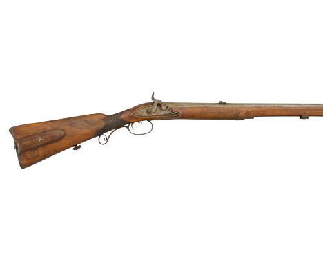 A 29-BORE BOHEMIAN PERCUSSION SPORTING RIFLE, EARLY 19TH CENTURY converted from flintlock, built on an earlier swamped octago