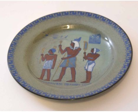 Royal Doulton Titanium dish with a decoration of Tutankhamun's Treasure to the front, 16cm diam 