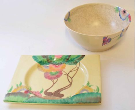 Clarice Cliff bowl and plate in the Viscaria pattern (2)   