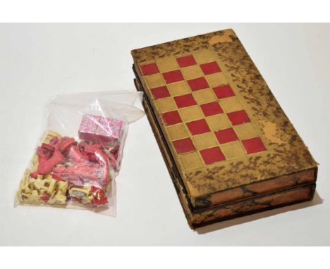 Mixed Lot: combination chess board/backgammon modelled in the form of a hinged rectangular book, together with a Far Eastern 