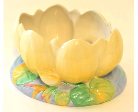 Clarice Cliff jardiniere modelled for Royal Staffordshire as a bowl on a lily pad 