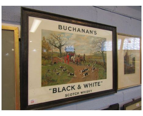 After G D Rowlandson, chromolithograph for Buchanan's Black and White Scotch Whisky, 30 x 47cm in oak framed stamped J Buchan
