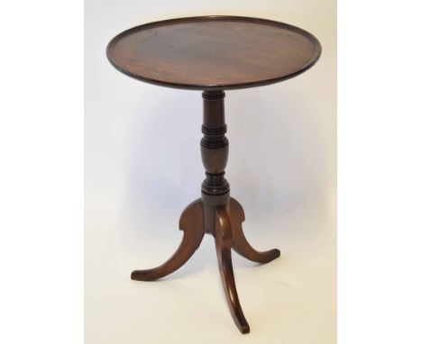 Mahogany circular pedestal table with snap top and tripod base, 52cm wide  