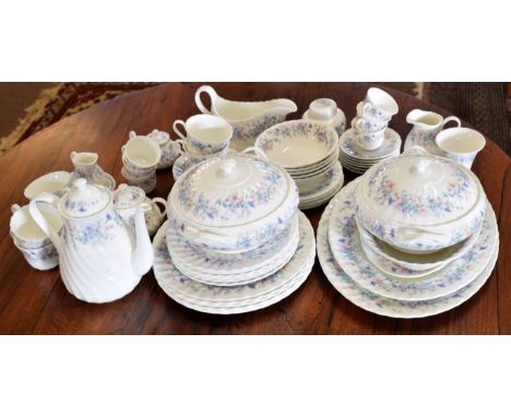 Quantity of china, dinner service, predominantly Wedgwood in the Angela pattern comprising 6 dinner plates, 6 side plates, 2 