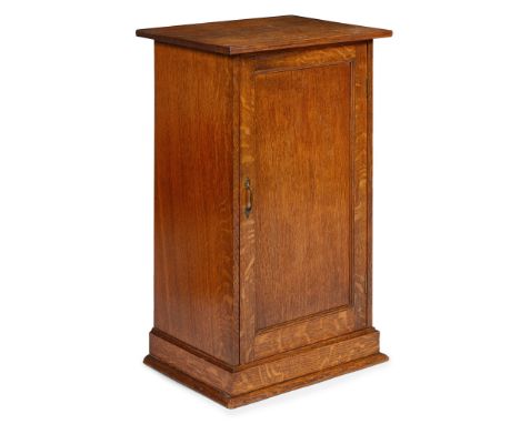 ARTHUR W. SIMPSON (1857-1922), KENDAL ARTS &amp; CRAFTS OAK BEDSIDE CABINET, CIRCA 1900the moulded top above single panelled 