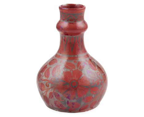 WILLIAM DE MORGAN (1839-1917) ARTS &amp; CRAFTS RUBY LUSTRE VASE, CIRCA 1890with flowering foliate decoration(18cm high)