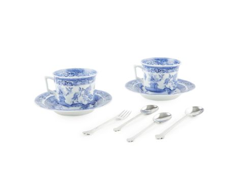 CHARLES RENNIE MACKINTOSH (1868-1928) FOR MISS CRANSTON'S TEAROOMS, GLASGOW GROUP OF TEA WARES,comprising TWO PLATED TEASPOON