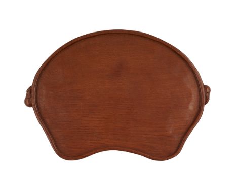 ROBERT 'MOUSEMAN' THOMPSON (1876-1955) LARGE KIDNEY-SHAPED OAK TRAY, CIRCA 1970S-80Swith a carved mouse signature to each end