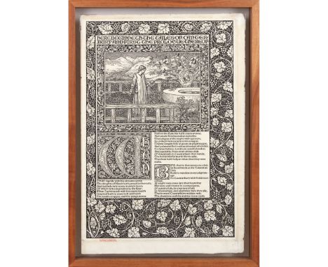 WILLIAM MORRIS (1834-1896) AND EDWARD COLEY BURNE-JONES (1833-1898) FOR KELMSCOTT PRESS  FRAMEDwoodcut print, engraved by W. 