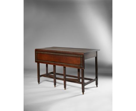 CHARLES RENNIE MACKINTOSH (1868-1928) GATE-LEG TABLE, CIRCA 1910decorated oak, with rectangular top and single drop leaf abov