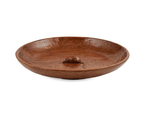 ROBERT 'MOUSEMAN' THOMPSON (1876-1955) EXTRA-SIZED OAK BOWL, 1970S-80Sof shallow circular form, the centre with a carved mous