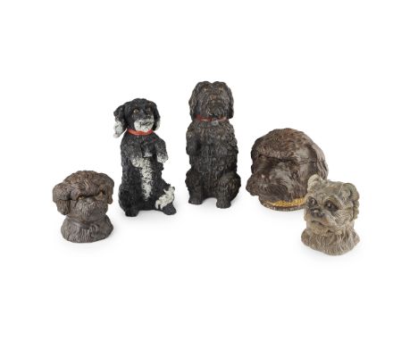 WILHELM SCHILLER &amp; SONS AND OTHERS, CIRCA 1900 FIVE TERRACOTTA TOBACCO JARS, CIRCA 1900comprising an example by Wilhelm S