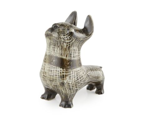 § RICHARD PARKINSON (1927-1985) AND SUSAN PARKINSON (1925-2012) 'BEETLE' FRENCH BULL DOGmoulded porcelain, model no.19(16cm l