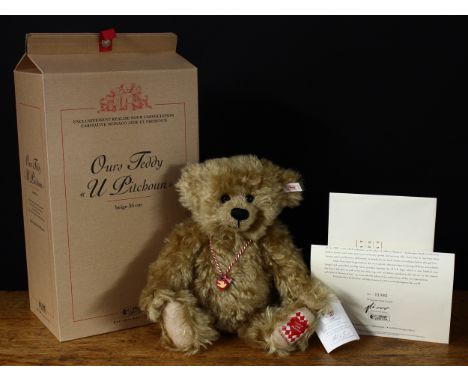 Steiff (Germany) EAN "U Pitchoun" teddy bear ("the little one" in Monegasque), trademark Steiff button to ear with red and wh