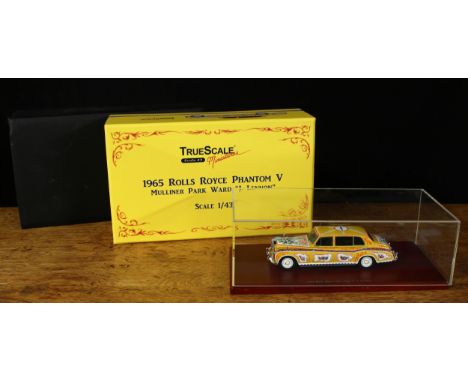 A Truescale Miniatures 1:43 scale 1965 Rolls Royce Phantom V Mulliner Park Ward "J.Lennon", perspex cased and boxed with oute