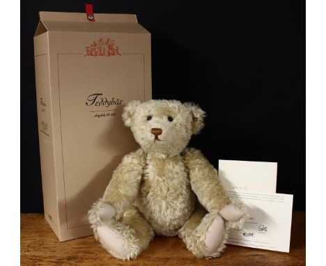 Steiff (Germany) EAN 038297 teddy bear, trademark Steiff button to ear with red and white tag, 52cm high, boxed with certific