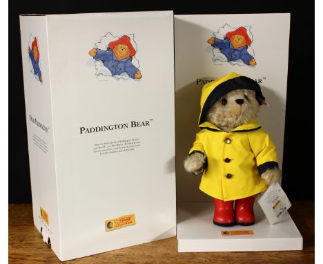 Steiff (Germany) EAN 354311 Paddington Bear teddy bear, trademark Steiff button to ear with red and white tag, 28cm high, box