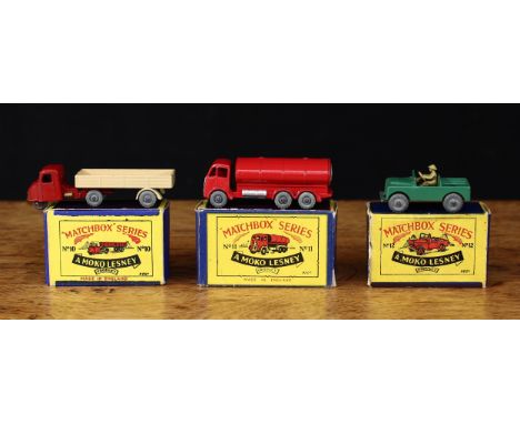 Matchbox Moko Lesney 'Regular Wheels' issues, comprising No.10b Scammell Mechanical Horse, deep red cab, light tan trailer, u