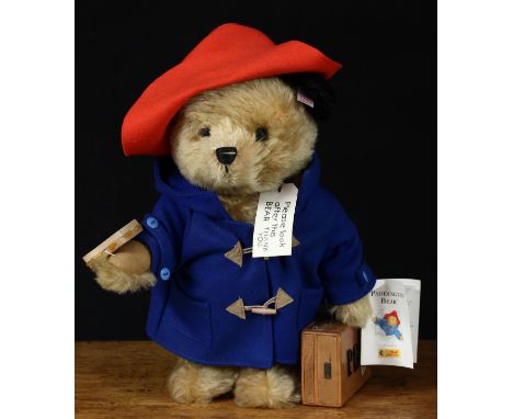 Steiff (Germany) EAN 354250 Paddington Bear teddy bear, trademark Steiff button to ear with red and white tag, 32cm high, unb