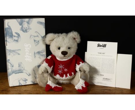 Steiff (Germany) EAN 663055 Oscar teddy bear, exclusive to Harrods, trademark Steiff button to ear with red and white tag, 32