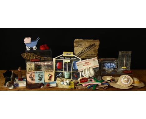 A collection of doll and dolls house miniatures, curios and accessories, first-half 20th century and later, comprising Addis 