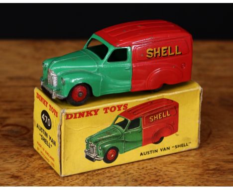 Dinky Toys 470 Austin "Shell/BP" van, red and green body with decals to sides, red ridged hubs, boxed