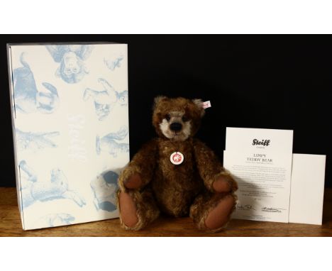 Steiff (Germany) EAN 036217 Limpy teddy bear, trademark Steiff button to ear with red and white tag, 40cm high, boxed with ce