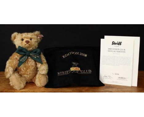 Steiff (Germany) EAN 420955 Steiff Club 2008 Annual Edition teddy bear, trademark Steiff button to ear with red and white tag