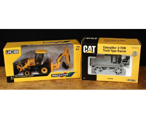 A Britains/Tomy 1:32 scale No.42702 JCB 3CX backhoe loader, window boxed and an Ertl 1:16 scale No.2438 CAT Caterpillar 2-ton