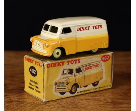 Dinky Toys 482 Bedford 10CWT van 'Dinky Toys', cream and deep yellow body with red Dinky Toys decals to side panels, lemon ye