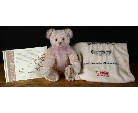 Steiff (Germany) EAN 661624 Musical teddy bear "Candle in the Wind", trademark Steiff button to ear with red and white tag, 3