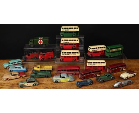 A collection of post-war unboxed playworn diecast models, mostly Dinky Toys, including 23e 'Speed of the Wind' racing car, si