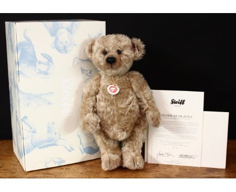 Steiff (Germany) EAN 036224 Jona teddy bear, trademark Steiff button to ear with red and white tag, 35cm high, boxed with cer