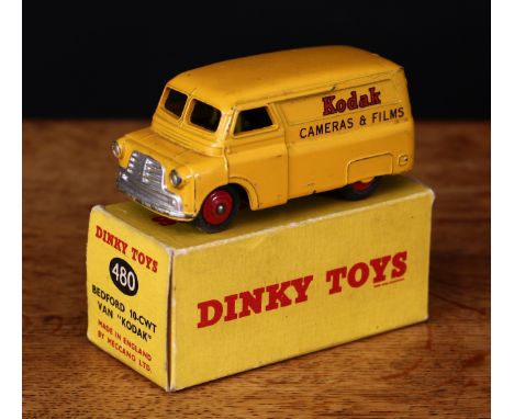 Dinky Toys 480 Bedford 10-CWT van "Kodak", deep yellow body with red and black decals to sides, red ridged hubs, boxed