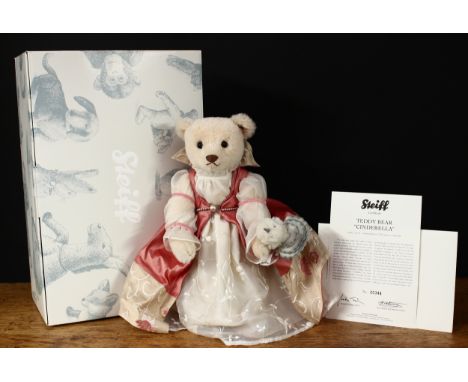 Steiff (Germany) EAN 036804 Cinderella teddy bear, trademark Steiff button to ear with red and white tag, 33cm high, boxed wi