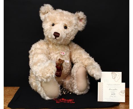 Steiff (Germany) EAN 669682 Ernst and Elsa teddy bear, trademark Steiff button to ear with red and white tag, 65cm high, pres