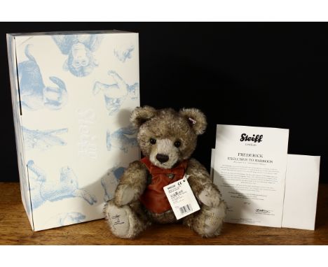 Steiff (Germany) EAN 664038 Frederick teddy bear, exclusive to Harrods, the foot pad signed in black ink, trademark Steiff bu