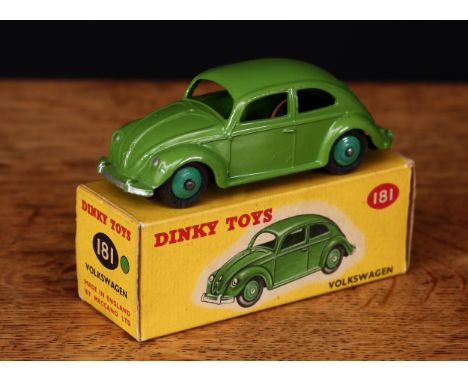 Dinky Toys 181 Volkswagen Saloon, lime green body, mid green ridged hubs, boxed