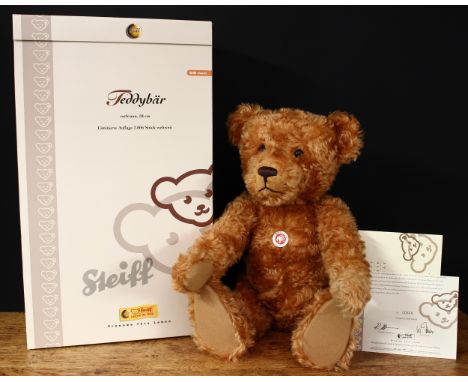 Steiff (Germany) EAN 037054 teddy bear, trademark Steiff button to ear with red and white tag, 58cm high, boxed with certific