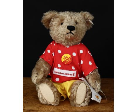 Steiff (Germany) EAN 654442 Save the Children teddy bear, trademark Steiff button to ear with red and white tag, 32cm high, u