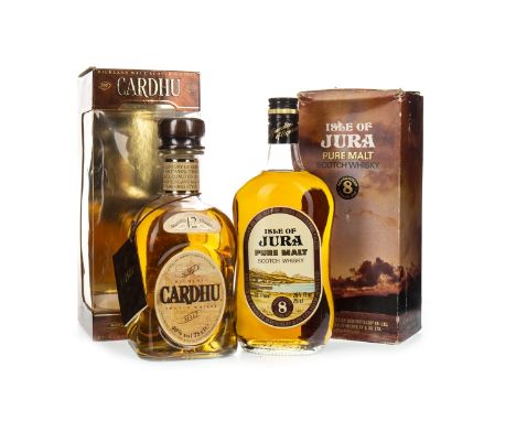 CARDHU 12 YEARS OLD Single Malt Scotch Whisky 75cl, 40% volume, in carton. JURA 8 YEARS OLD Single Malt Scotch Whisky 26 2/3 