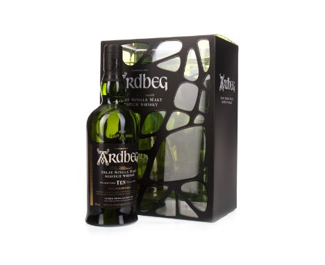 ARDBEG 10 YEARS OLD Single Malt Scotch Whisky 70cl, 46% volume, in box with glass.