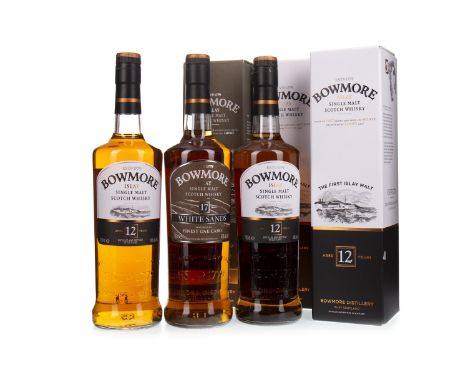 BOWMORE WHITE SANDS AGED 17 YEARS Single Malt Scotch Whisky 700ml, 43% volume, in carton. BOWMORE AGED 12 YEARS (2) Single Ma