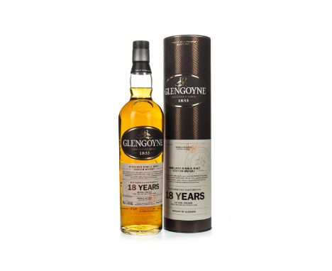 GLENGOYNE 18 YEAR OLD Single Malt Scotch Whisky Matured in first fill sherry casks. 70cl, 43% volume, in tube.