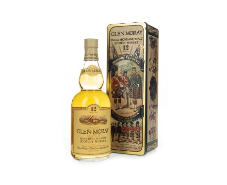 GLEN MORAY 12 YEARS OLD HIGHLAND REGIMENT TIN Single Malt Scotch Whisky 75cl, 40% volume, in Queen's Own Cameron Highlanders 
