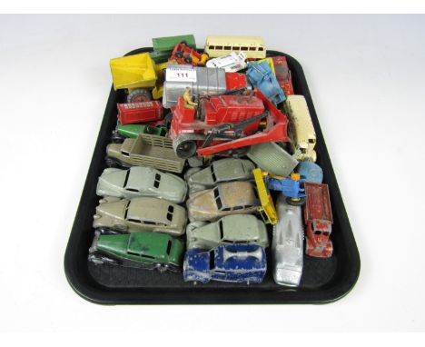 Vintage Dinky cars and a wagon etc
