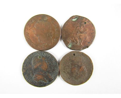 A Georgian slavery abolitionist token Am I not a man and a brother together with two 18th century John Wilkinson Ironmaster t