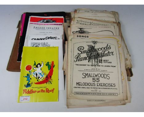 A quantity of sheet music and theatre programmes