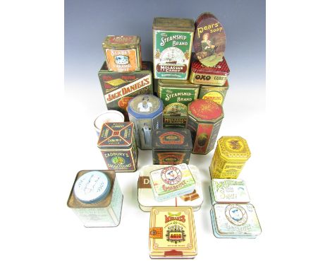 A large quantity of vintage advertising tins